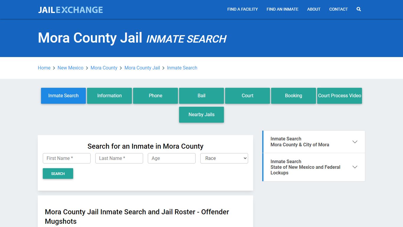 Mora County Jail, NM Inmate Search: Roster & Mugshots