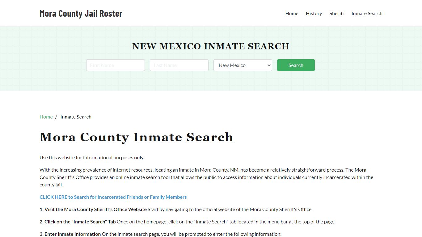 Mora County, NM Detainee Lookup