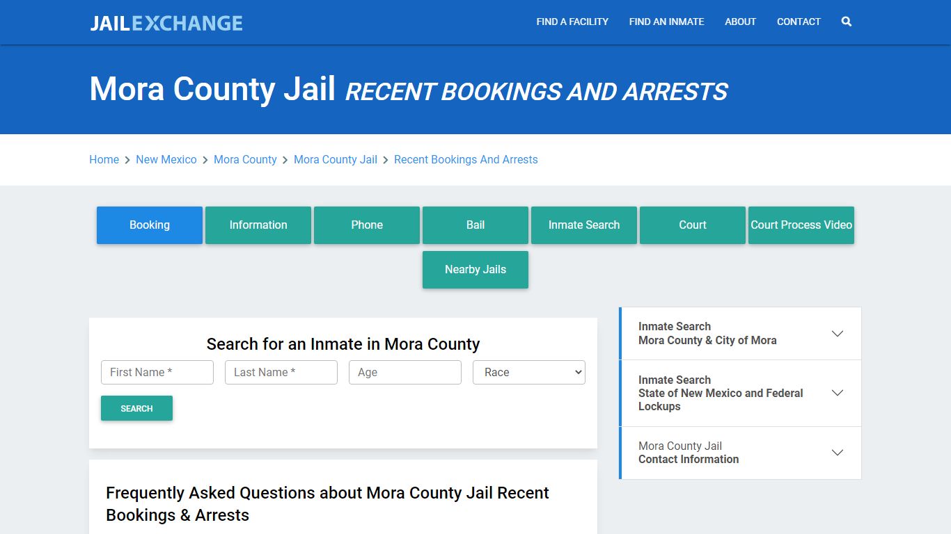 Mora County Jail & Sheriff Recent Bookings And Arrests - Jail Exchange